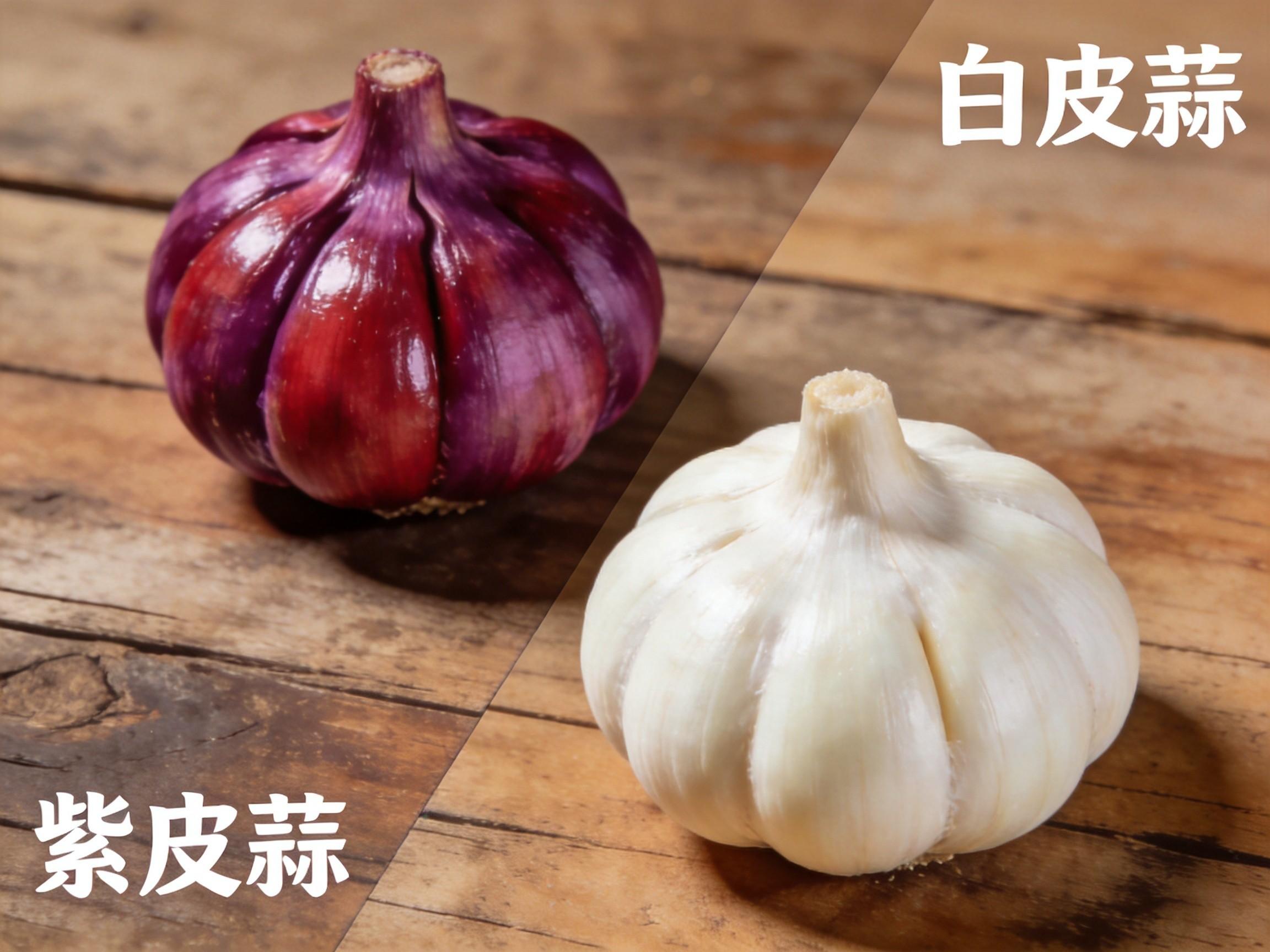 紫皮蒜与白皮蒜对比